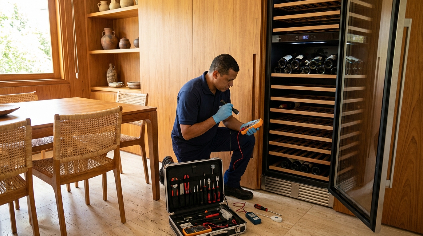 Substituição do termostato de uma adega climatizada no Bebedouro, Maceió‑AL